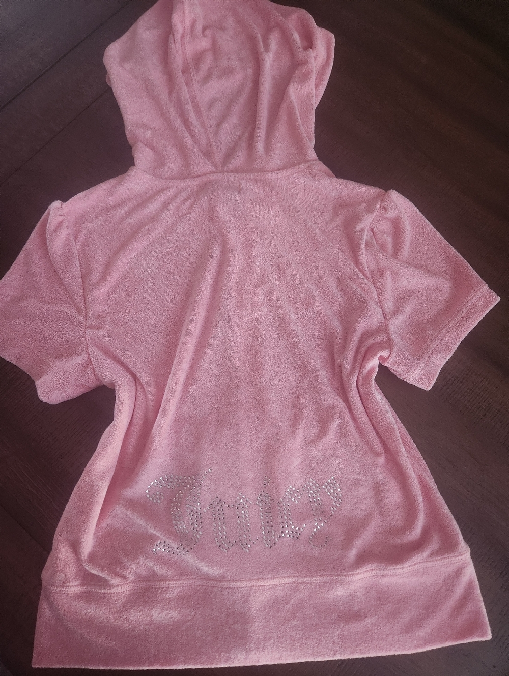 NWT Juicy Couture Pink Terry Cloth Short Sleeve Hoodie With Pockets - Picture 7 of 10